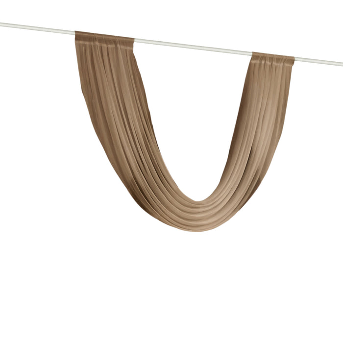 Taupe Sheer Chiffon Valance Curtain 4ft x 6ft –  Wedding Arch Drape with Rod Pocket