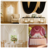 Beige Sheer Chiffon Valance Curtain 4ft x 5ft –  Wedding Arch Drape with Rod Pocket, Voile Backdrop Panel
