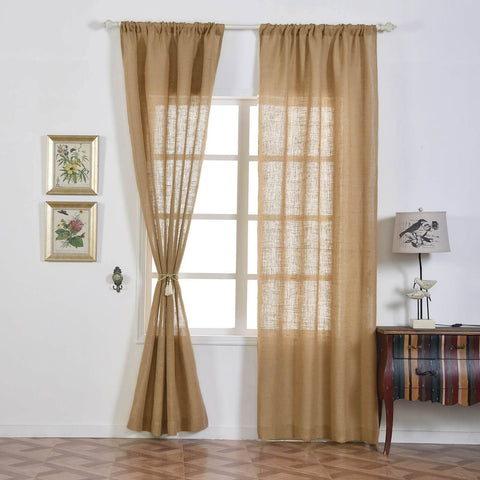 Natural burlap curtain panel
