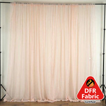 2 Pack Blush Sheer Chiffon Event Curtain Drapes, Durable Flame Resistant Premium Organza Backdrop Event Panels With Rod Pockets - 10ftx10ft