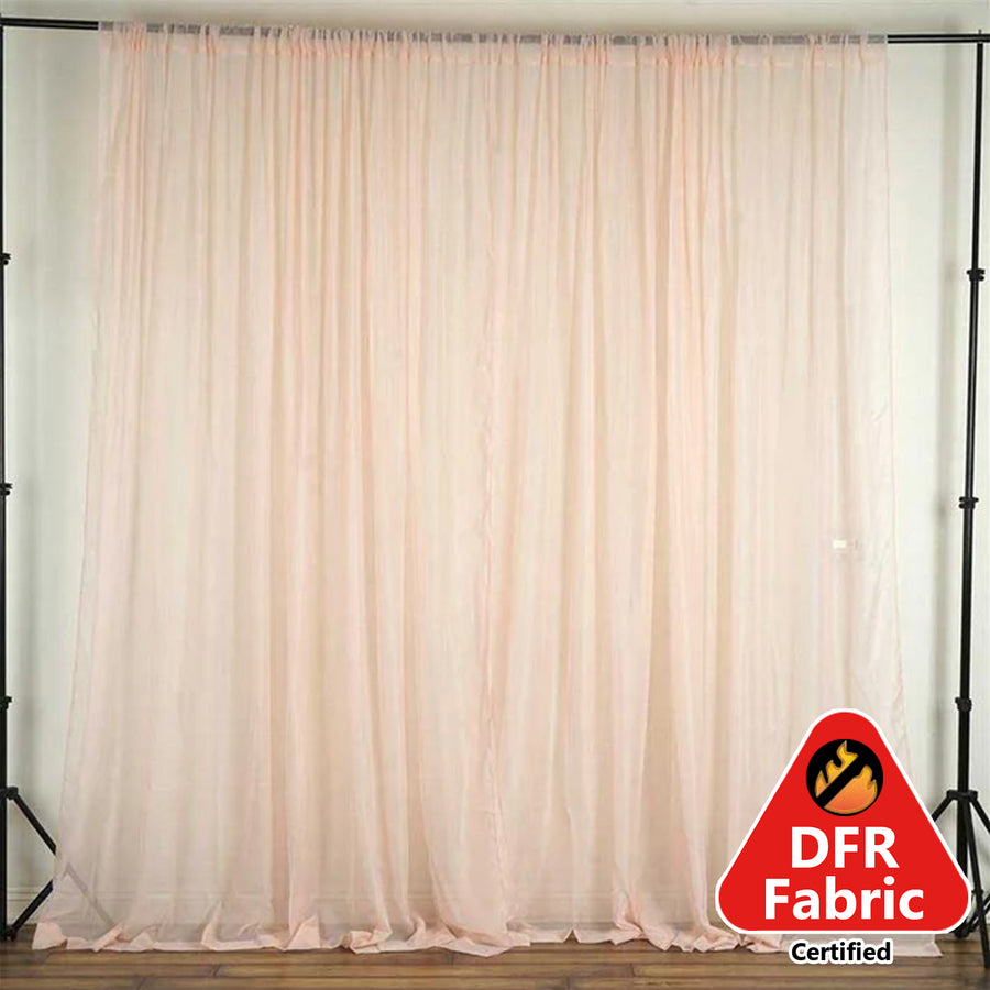 Blush/Rose Gold Fire Retardant Sheer Organza Premium Curtain Panel Backdrops With Rod Pockets