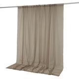 Beige sheer curtain panel with rod pocket, floor-length drape