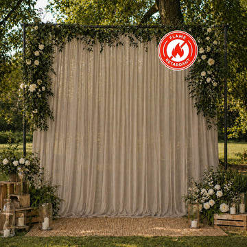 10ft x 10ft Chiffon Backdrop Curtain Panel – Natural Durable Flame Resistant Sheer Draping Fabric with Rod Pocket