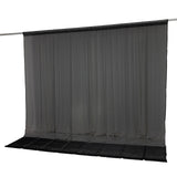 Black sheer curtain panel on rod with weighted bottom hem#whtbkgd