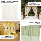 10x10 ft sheer chiffon backdrop curtain for weddings and event decor