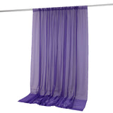 Sheer purple curtain panel with rod pocket top and flowing drape