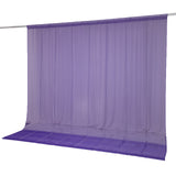 Purple sheer curtain backdrop on hanging rod with matching floor panel#whtbkgd