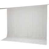 White sheer curtain panel on rod with floor drop backdrop#whtbkgd