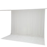 White sheer curtain backdrop with rod and floor sweep, studio photography background