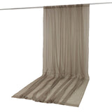 Beige sheer curtain panel with rod pocket, floor-length drape#whtbkgd