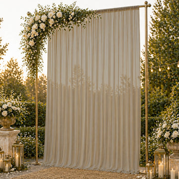 10ft x 14ft Chiffon Backdrop Curtain Panel – Natural Durable Flame Resistant Sheer Draping Fabric with Rod Pocket