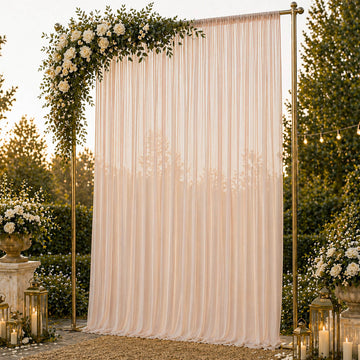 10ft x 14ft Chiffon Backdrop Curtain Panel – Blush Durable Flame Resistant Sheer Draping Fabric with Rod Pocket