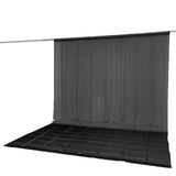 Black photo backdrop curtain with floor mat and support pole