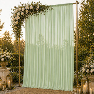 10ft x 14ft Chiffon Backdrop Curtain Panel – Sage Green Durable Flame Resistant with Rod Pocket