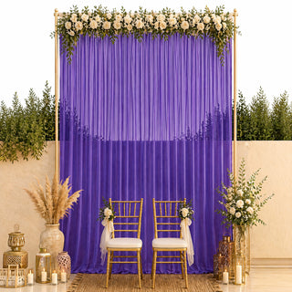 10ft x 14ft Chiffon Backdrop Curtain Panel – Purple Durable Flame Resistant Fabric with Rod Pocket