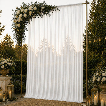 10ft x 14ft Chiffon Backdrop Curtain Panel – White Durable Flame Resistant Sheer Draping Fabric with Rod Pocket
