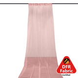 5ftx14ft Premium Dusty Rose Chiffon Curtain Panel, Durable Flame Resistant Backdrop Ceiling Drapery With Rod Pocket