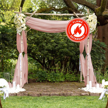 5ftx14ft Premium Dusty Rose Chiffon Curtain Panel, Durable Flame Resistant Backdrop Ceiling Drapery With Rod Pocket