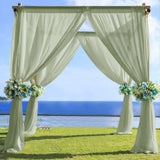 Premium Dusty Sage Green Chiffon Curtain Panel, Backdrop Ceiling Drapery With Rod Pocket