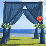 5ftx14ft Premium Navy Blue Chiffon Curtain Panel, Backdrop Ceiling Drapery With Rod Pocket