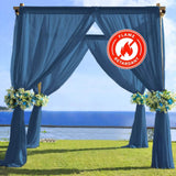 5ftx14ft Premium Navy Blue Chiffon Curtain Panel, Backdrop Ceiling Drapery With Rod Pocket