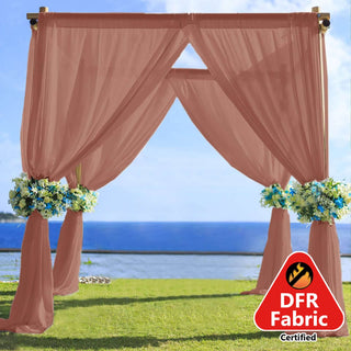 5ftx14ft Premium Terracotta (Rust) Chiffon Curtain Panel for Elegant Event Décor