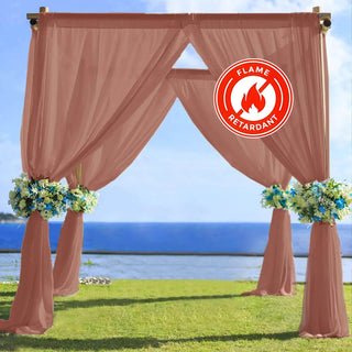 5ftx14ft Premium Terracotta (Rust) Chiffon Curtain Panel for Elegant Event Décor