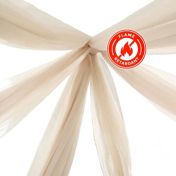 10ftx20ft Nude Sheer Durable Flame Resistant Ceiling Drape Curtain Panels