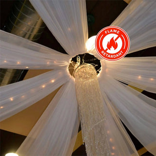 Elegant White Sheer Fire Retardant Ceiling Drape Curtain Panels