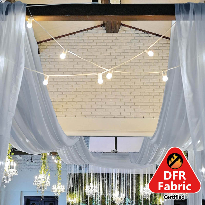 10ftx30ft Dusty Blue Sheer Ceiling Drape Curtain Panels Durable Flame Resistant Fabric