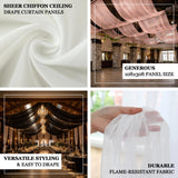 Sheer chiffon ceiling drape curtain panels in versatile styling and generous size.