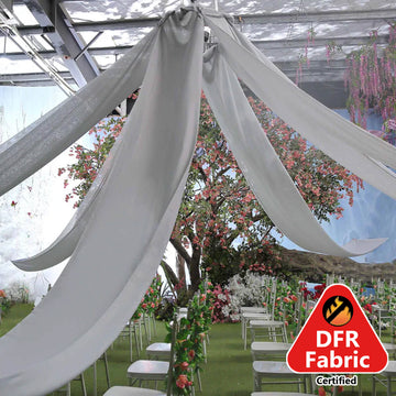 10ftx30ft Silver Sheer Ceiling Drape Curtain Panels Fire Retardant Fabric