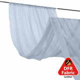 5ftx32ft Premium Dusty Blue Chiffon Curtain Panel, Durable Flame Resistant Backdrop Ceiling Drapery With Rod Pocket