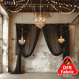 Premium Black Chiffon Curtain Panel, Backdrop Ceiling Drapery With Rod Pocket