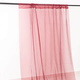 Premium Burgundy Chiffon Curtain Panel, Backdrop Ceiling Drapery With Rod Pocket