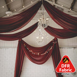 Premium Burgundy Chiffon Curtain Panel, Backdrop Ceiling Drapery With Rod Pocket