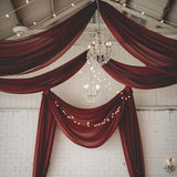 Premium Burgundy Chiffon Curtain Panel, Backdrop Ceiling Drapery With Rod Pocket