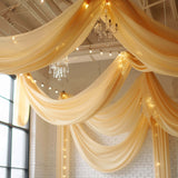 Premium Champagne Chiffon Curtain Panel, Backdrop Ceiling Drapery With Rod Pocket