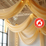 Premium Champagne Chiffon Curtain Panel, Backdrop Ceiling Drapery With Rod Pocket