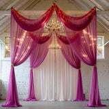 Premium Fuchsia Chiffon Curtain Panel, Backdrop Ceiling Drapery With Rod Pocket