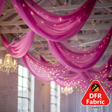 Premium Fuchsia Chiffon Curtain Panel, Backdrop Ceiling Drapery With Rod Pocket