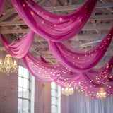 Premium Fuchsia Chiffon Curtain Panel, Backdrop Ceiling Drapery With Rod Pocket