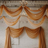 Premium Gold Chiffon Curtain Panel, Backdrop Ceiling Drapery With Rod Pocket