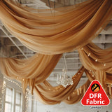 Premium Gold Chiffon Curtain Panel, Backdrop Ceiling Drapery With Rod Pocket