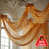 Premium Gold Chiffon Curtain Panel, Backdrop Ceiling Drapery With Rod Pocket