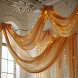 Premium Gold Chiffon Curtain Panel, Backdrop Ceiling Drapery With Rod Pocket