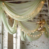 Premium Sage Green Chiffon Curtain Panel, Backdrop Ceiling Drapery With Rod Pocket