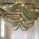 Premium Sage Green Chiffon Curtain Panel, Backdrop Ceiling Drapery With Rod Pocket