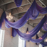 Premium Purple Chiffon Curtain Panel, Backdrop Ceiling Drapery With Rod Pocket