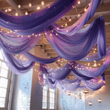 Premium Purple Chiffon Curtain Panel, Backdrop Ceiling Drapery With Rod Pocket